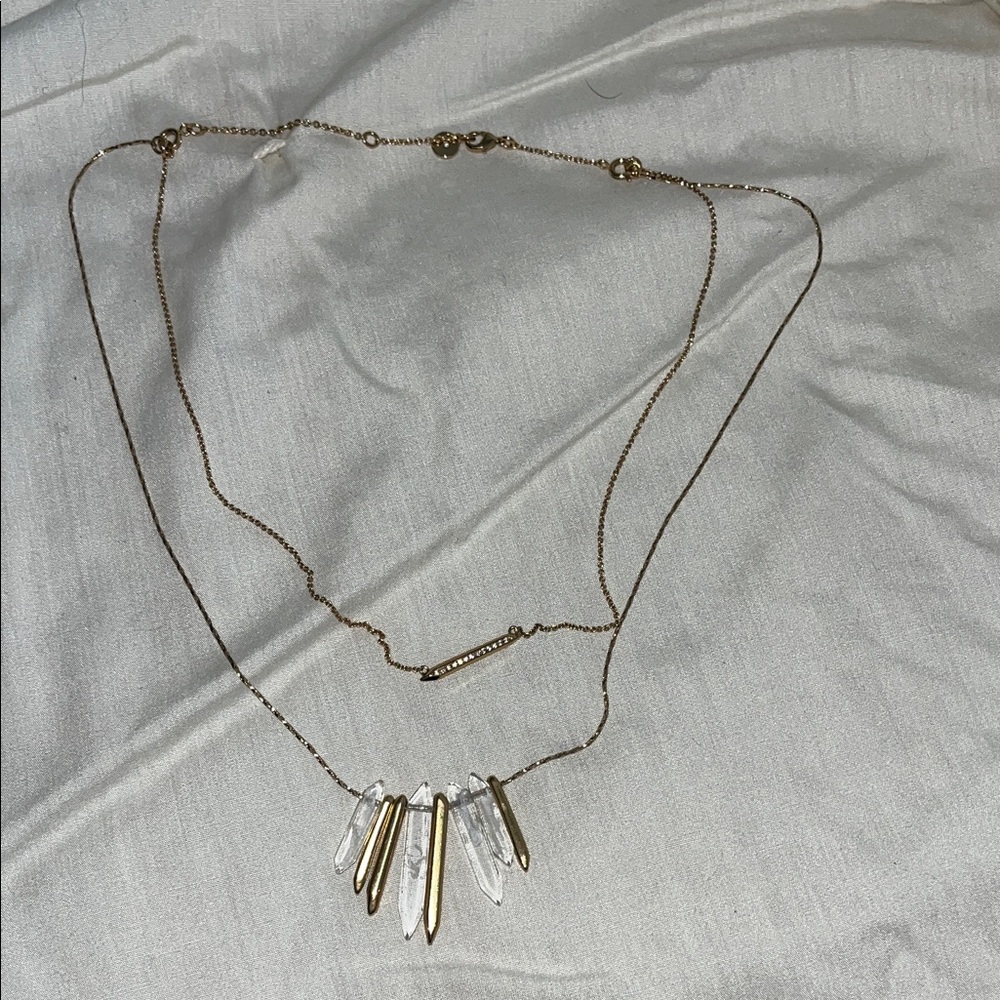Stella & Dot Gold and Crystal layered Pendant Necklace